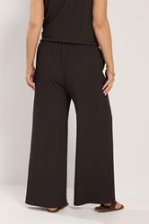 YOURS Plus Size Chocolate Brown Wide Leg Crinkle Trousers | Yours Clothing 4