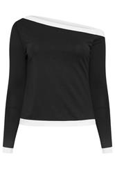 LIMITED COLLECTION Curve Black Contrast Off Shoulder Top
