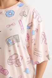 YOURS Plus Size Pink Girly Print T-Shirt Nightdress | Yours Clothing 4