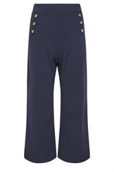 M&Co Petite Navy Blue Military Button Trousers
