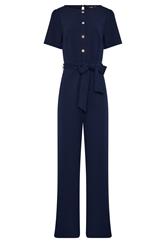 LTS Tall Women's Navy Blue Scuba Button Front Jumpsuit | Long Tall Sally 5