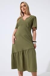 LIMITED COLLECTION Plus Size Khaki Green Deep V-Neck Maxi Dress | Yours Clothing 3