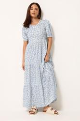PixieGirl Blue Ditsy Tiered Maxi Dress | PixieGirl 3
