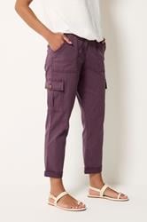 M&Co Berry Purple Cargo Trousers | M&Co 1