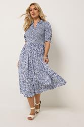 YOURS Plus Size Blue Floral Midi Dress | Yours Clothing 3