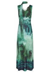 LTS Tall Teal Green Abstract Scarf Detail Maxi Dress