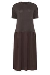 PixieGirl Petite Chocolate Brown Drop Waist Maxi Dress