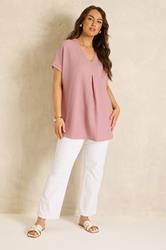 EVANS Plus Size Blush Pink Plisse Pleat Top | Evans  1