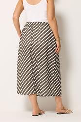 YOURS Plus Size Ivory White Linen Look Stripe Skirt | Yours Clothing 4