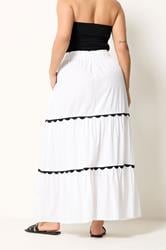 YOURS Plus Size White Scallop Trim Maxi Skirt | Yours Clothing 2