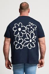 BadRhino Big & Tall Navy Blue Flower Graphic T-Shirt | BadRhino 4