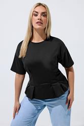 LIMITED COLLECTION Plus Size Black Cinched Waist T-Shirt | Yours Clothing 3
