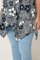 YOURS Plus Size Black Floral Hanky Hem Top | Yours Clothing 4