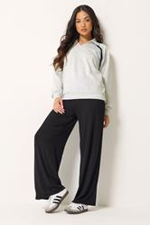 PixieGirl Petite Grey Marl Stripe Collar Sweatshirt | PixieGirl 1