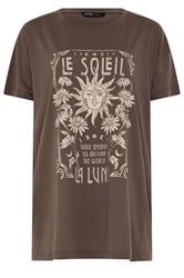 YOURS Curve Brown 'Le Soleil' Sun T-Shirt