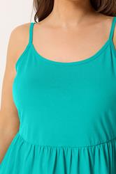 YOURS Plus Size Turquoise Blue Tiered Strappy Vest Top | Yours Clothing 4