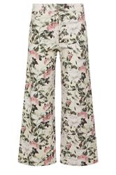 PixieGirl Petite Women's Cream Floral Wide Leg Jeans | PixieGirl 6