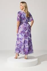 YOURS LONDON Plus Size Purple Floral Wrap Ruffle Hem Dress | Yours Clothing 2