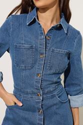 PixieGirl Petite Women's Blue Denim Maxi Dress | PixieGirl 5