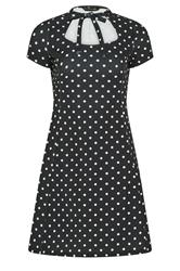 PixieGirl Petite Black Polka Dot Tie Detail Mini Dress