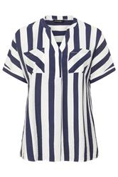 EVANS Plus Size Blue & White Stripe Blouse | Evans 5