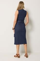 LTS Tall Women's Mid Blue Zip Front Denim Midi Dress | Long Tall Sally 2