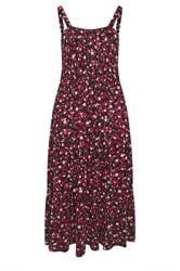 YOURS vestido negro con estampado floral y fruncido
