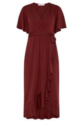 YOURS LONDON Curve Burgundy Red Ruffle Hem Wrap Dress