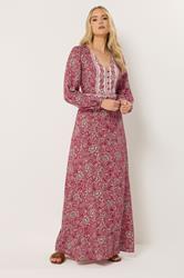 LTS Tall Women's Berry Red Floral Button Maxi Dress | Long Tall Sally 2