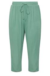 YOURS Curve Mint Crochet Side Crop Trousers