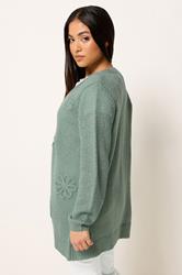 M&Co Petite Sage Green Floral Embroidered Cardigan | M&Co 2