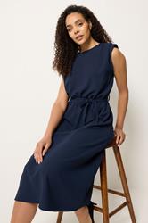 M&Co Navy Blue Tie Waist Sleeveless Midi Dress | M&Co 3