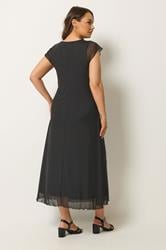 YOURS Plus Size Black Mesh Cap Sleeve Maxi Dress | Yours Clothing 2