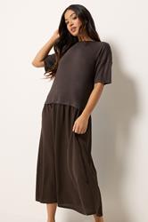 PixieGirl Petite Women's Chocolate Brown Drop Waist Maxi Dress | PixieGirl 3