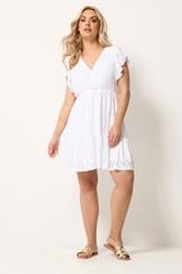 YOURS Plus Size White Wrap Pointelle Dress | Yours Clothing 1