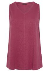 EVANS Plus Size 2 Pack Brown & Berry Red Cotton Vest Tops 8