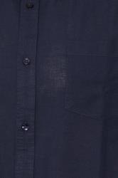 BadRhino Big & Tall Navy Blue Long Sleeve Linen Blend Shirt | BadRhino 7