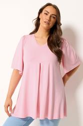 YOURS Plus Size Pink Pleated Front Swing Top | Yours Clothing 3