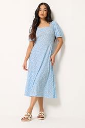 PixieGirl Petite Blue Ditsy Floral Midi Dress | PixieGirl 1