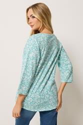 M&Co Green Floral Cotton Henley Top | M&Co 2