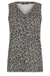 M&Co Black Leaf Print Button Detail Cotton Vest Top