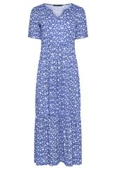 M&Co Navy Blue Floral Notch Neck Maxi Dress | M&Co 1