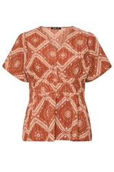 YOURS Plus Size Orange Abstract Puff Sleeve Blouse | Yours Clothing 6