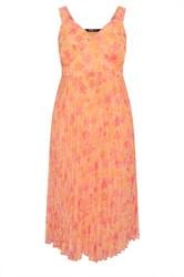YOURS Plus Size Orange Floral Pleated Dress | Yours Clothing 6