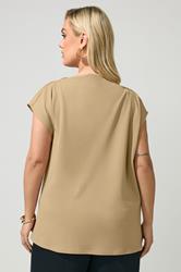 YOURS LONDON Plus Size Natural Brown Drape Shoulder Top | Yours Clothing 6