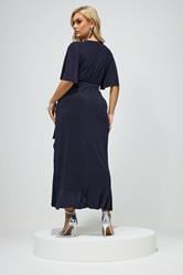 YOURS LONDON Plus Size Navy Blue Wrap Dress | Yours Clothing 2