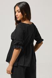 PixieGirl Petite Women's Black Cotton Smock Top | PixieGirl 2