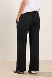 PixieGirl Petite Women's Black Button Tab Detail Wide Leg Trousers | PixieGirl 2