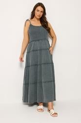 YOURS Plus Size Grey Cheesecloth Tiered Dress | Yours Clothing 3