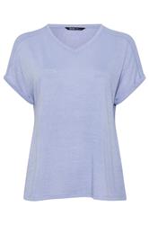 YOURS Curve Light Blue Premium Linen Look T-Shirt